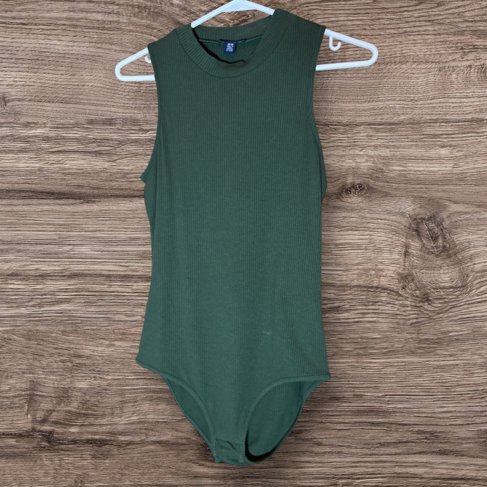 Green Sleeveless high neck woman’s bodysuit
